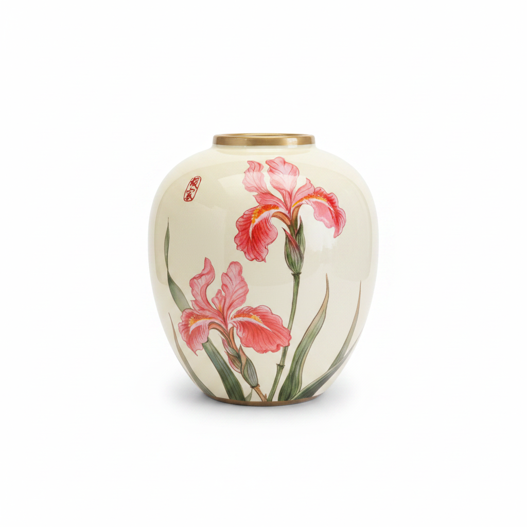 Japanese Iris Ceramic Vase