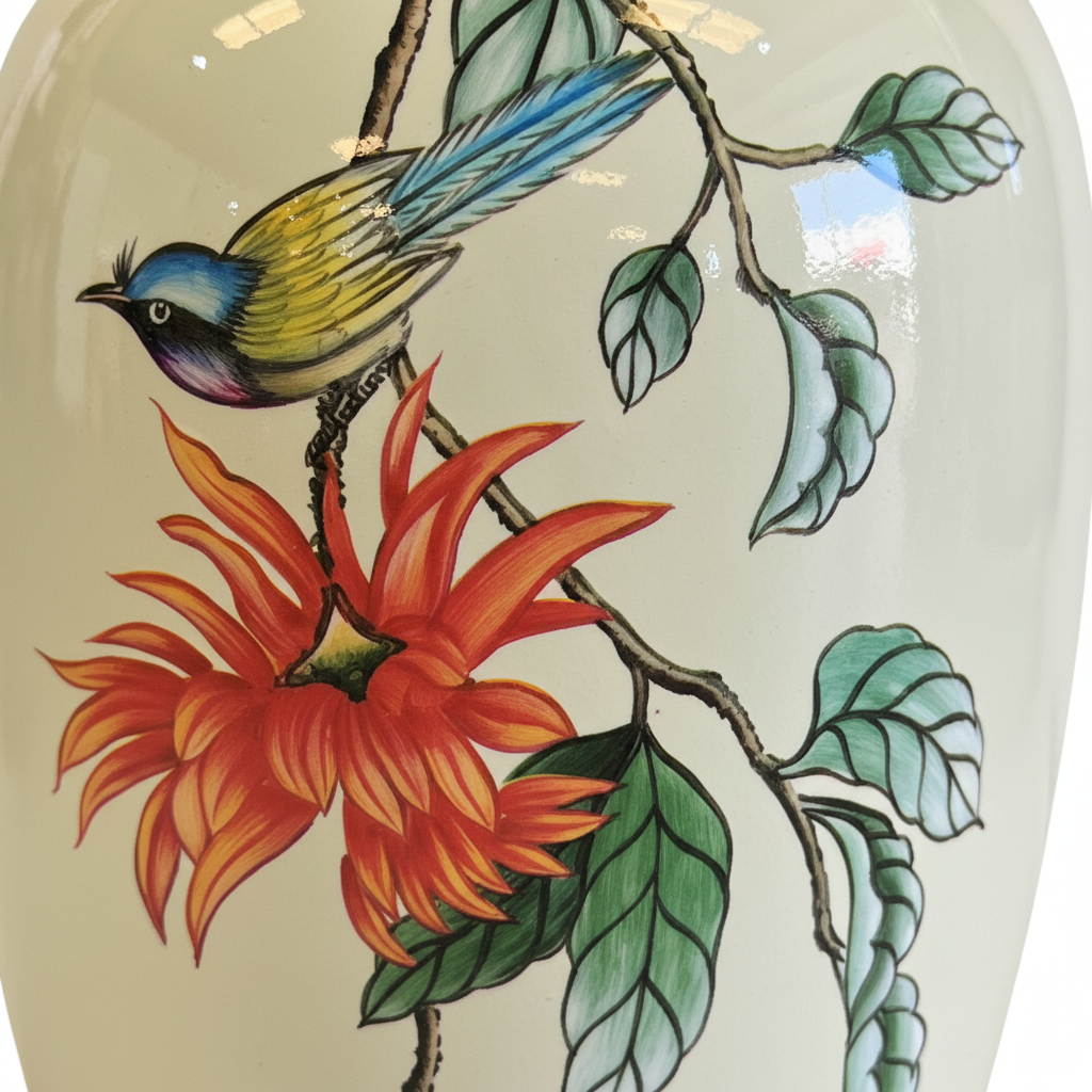Bird & Blossom Ceramic Vase