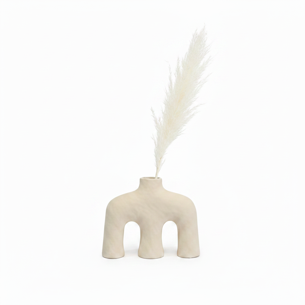 Cream Ceramic Sculptural Arch Vase