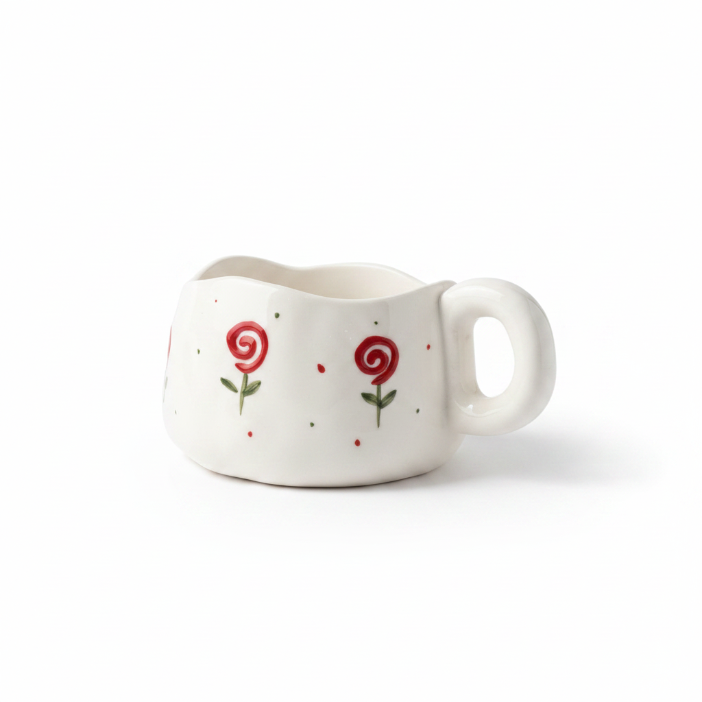 Ceramic Mug with Swirl Rose – 250ml