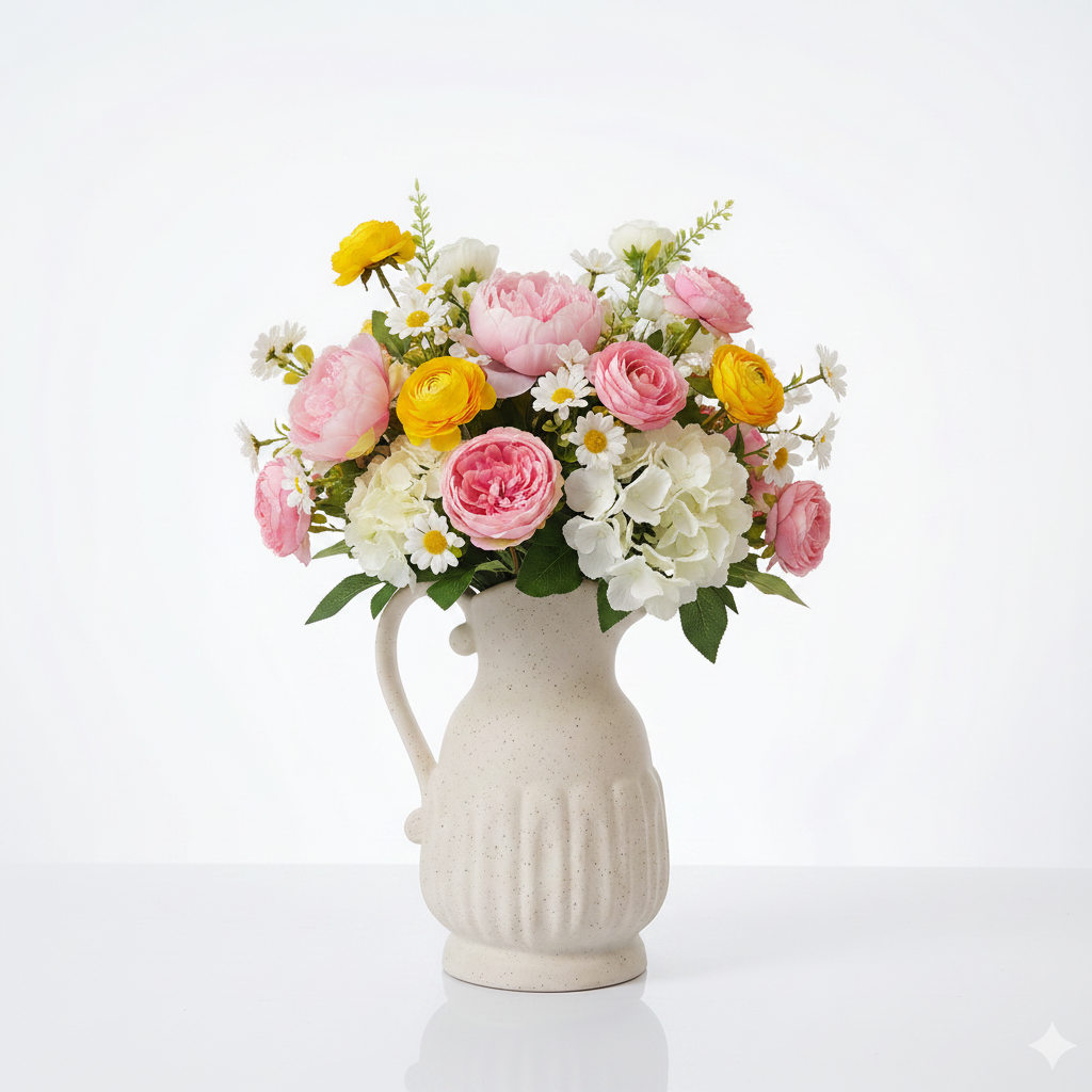 Rustic Ribbed Ceramic Pitcher – 21 cm