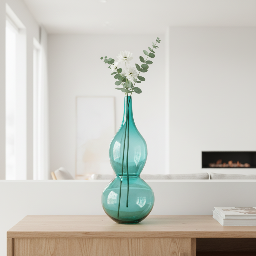 Emerald Glass Double Bubble Vase