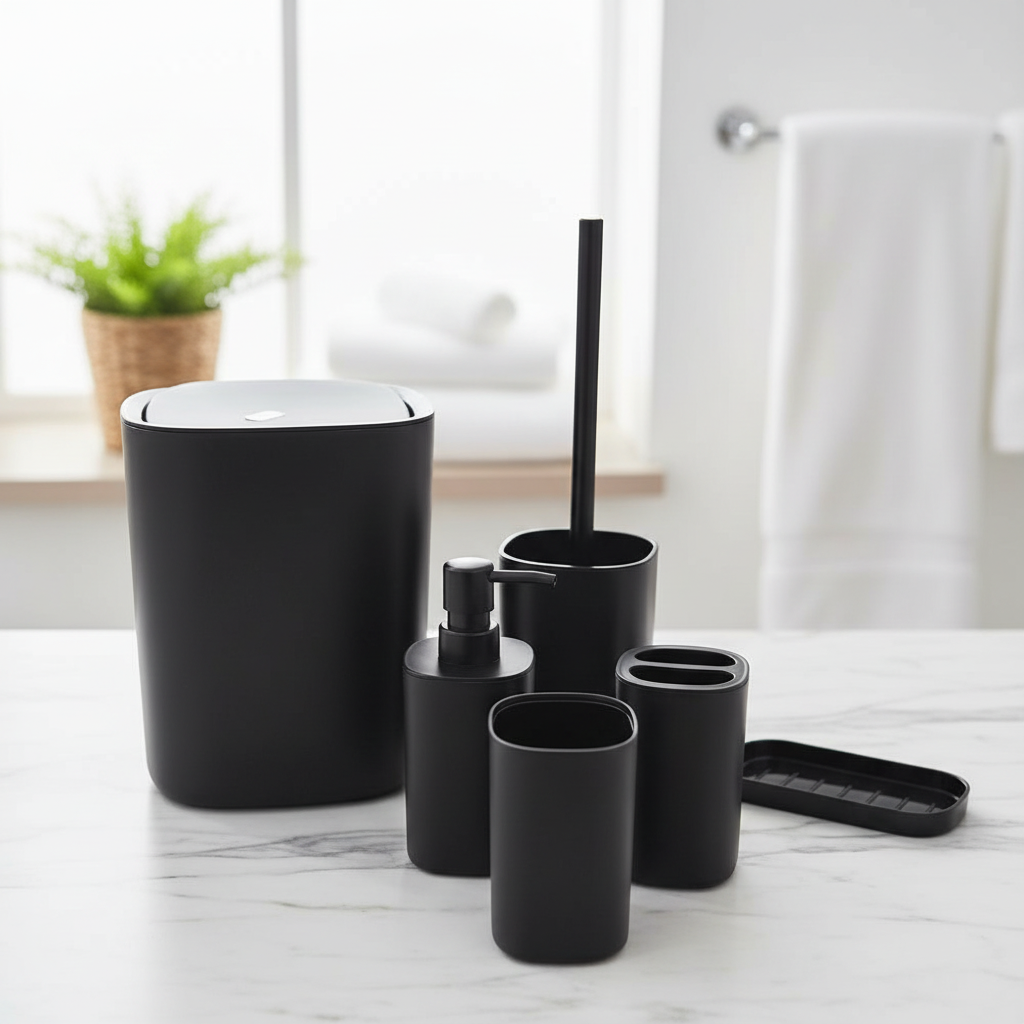 Matte Black Bathroom Accessories Set