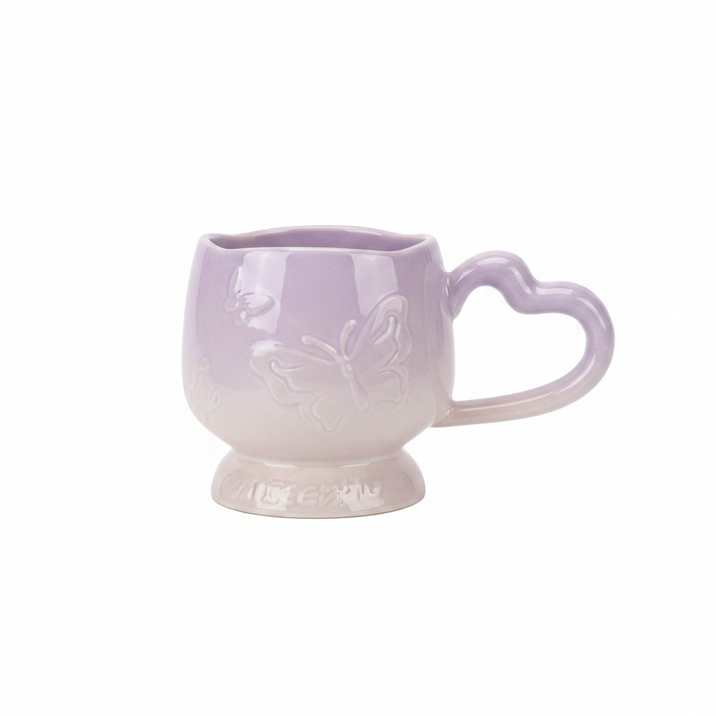 Pastel Heart Handle Ceramic Mug – 350ml