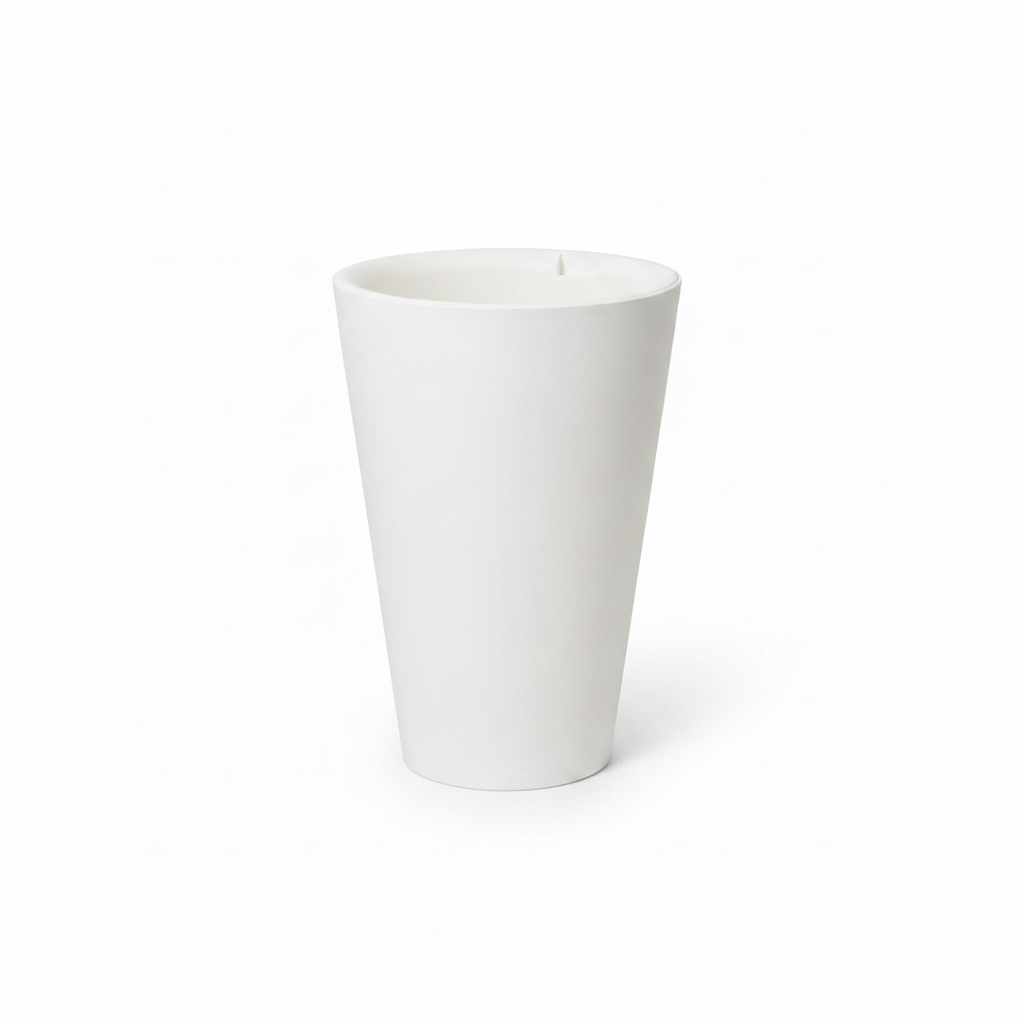 White Ribbed Conical Planter Pot