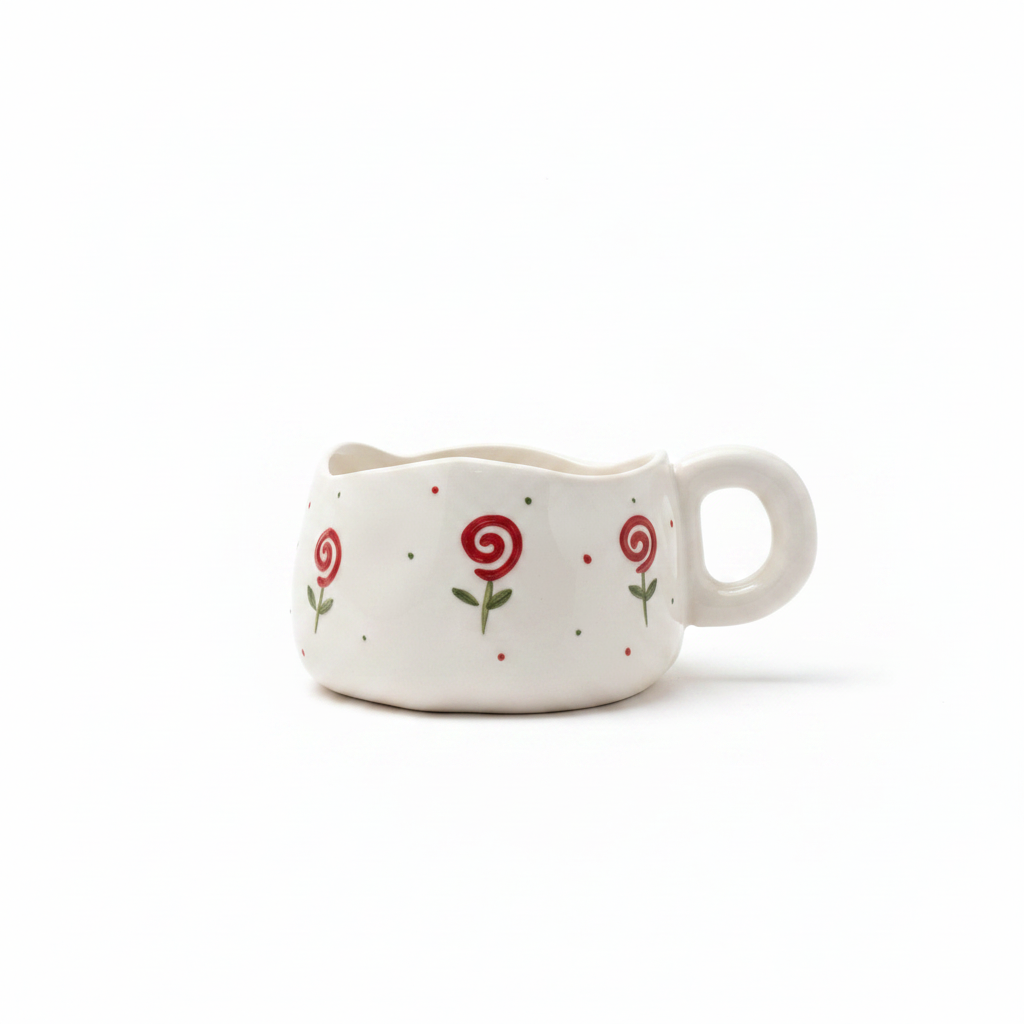 Ceramic Mug with Swirl Rose – 250ml