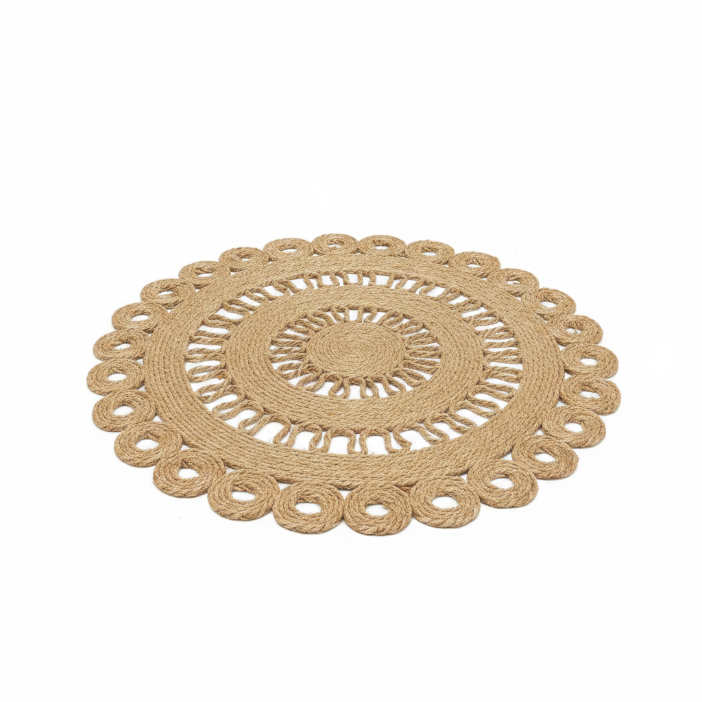 Round Jute Straw Rug 100cm