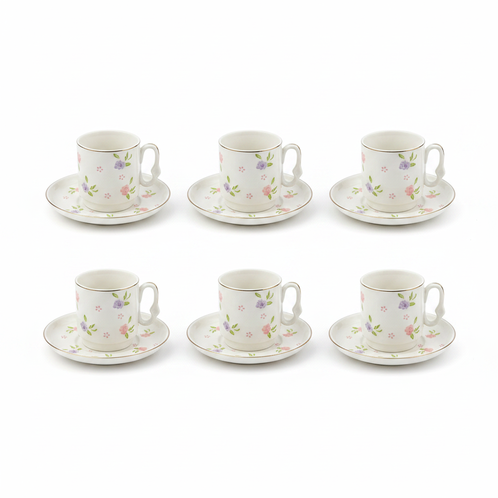 Rose Garden Coffee Cup Set - 6 Pieces