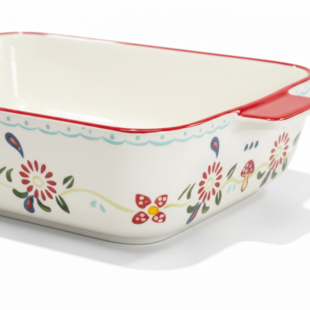 Floral Ceramic Rectangular Baking Dishes Set