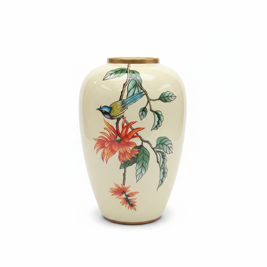 Bird & Blossom Ceramic Vase