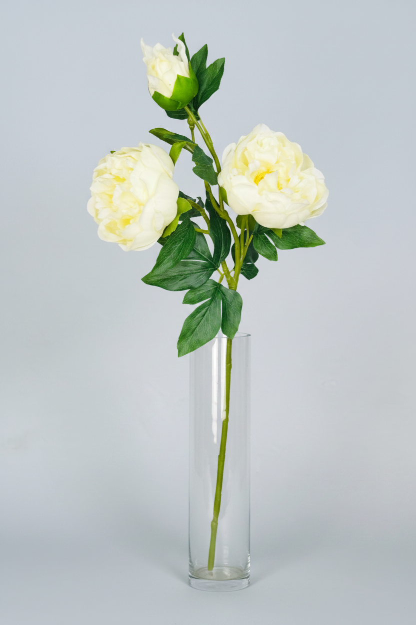 Artificial White Peony Stem