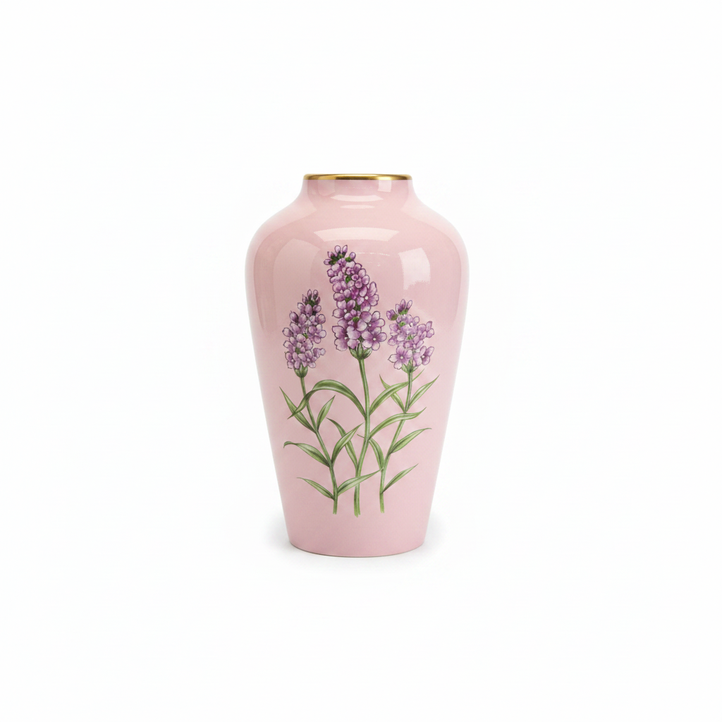 Lavender Ceramic Vase - Hand-Painted Both Sides