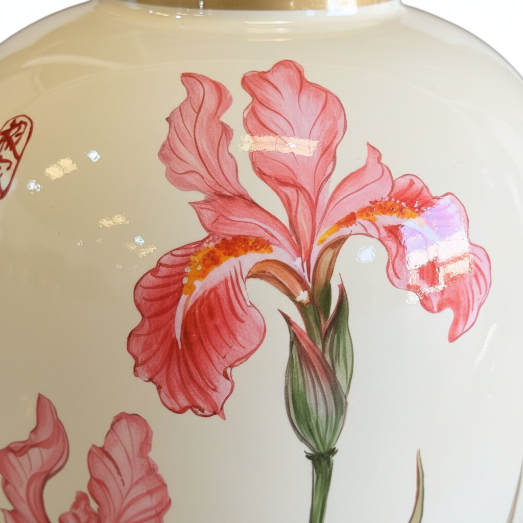 Japanese Iris Ceramic Vase