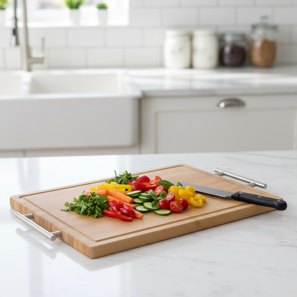 Bamboo Cutting Board with Steel Handle