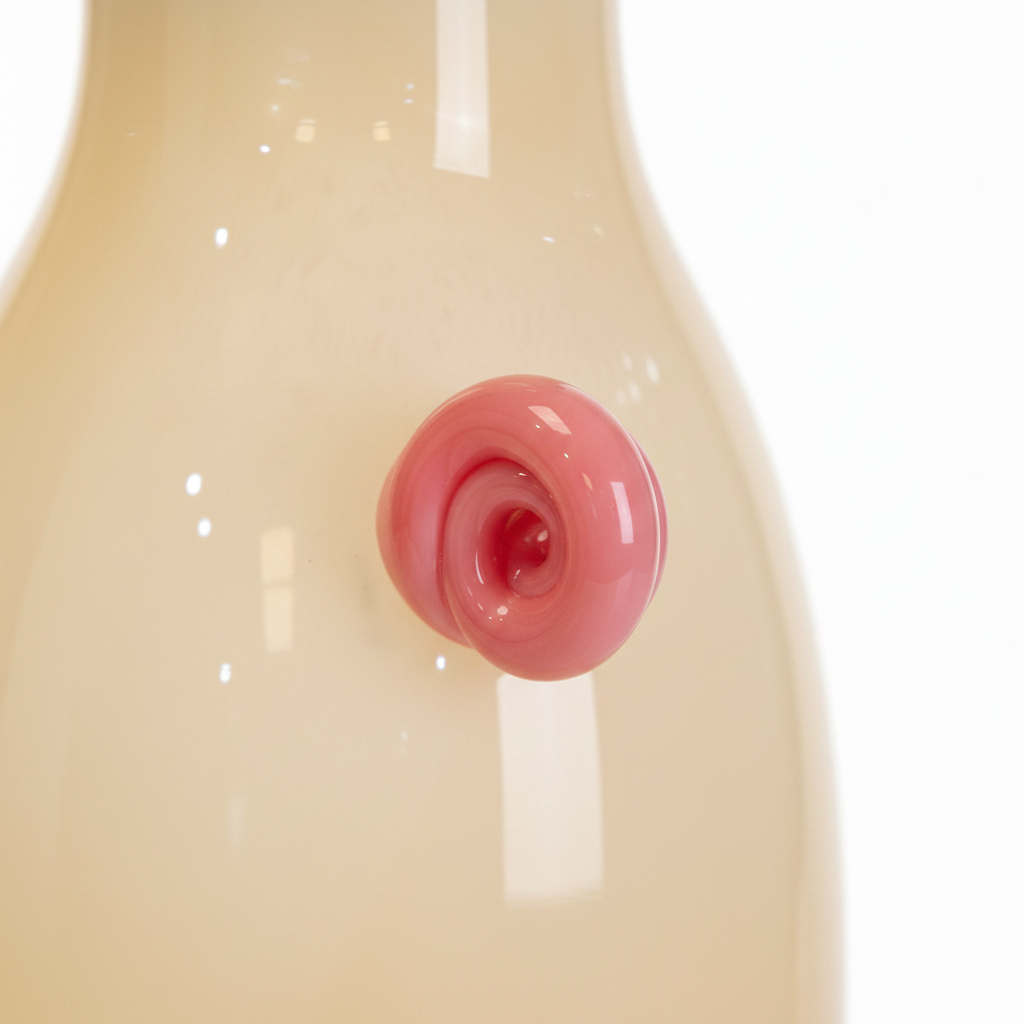 Cream Glass Vase with Coloured Accents