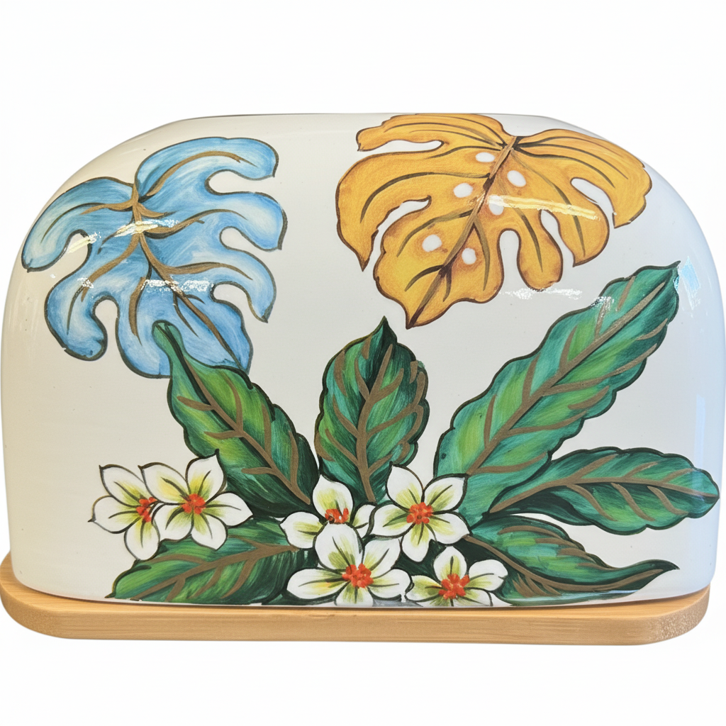 Tropical Monstera Ceramic Tissue Box