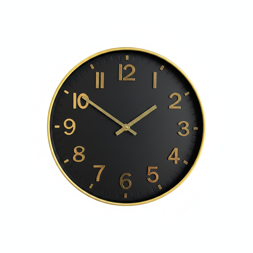 Black & Gold Wall Clock 30cm