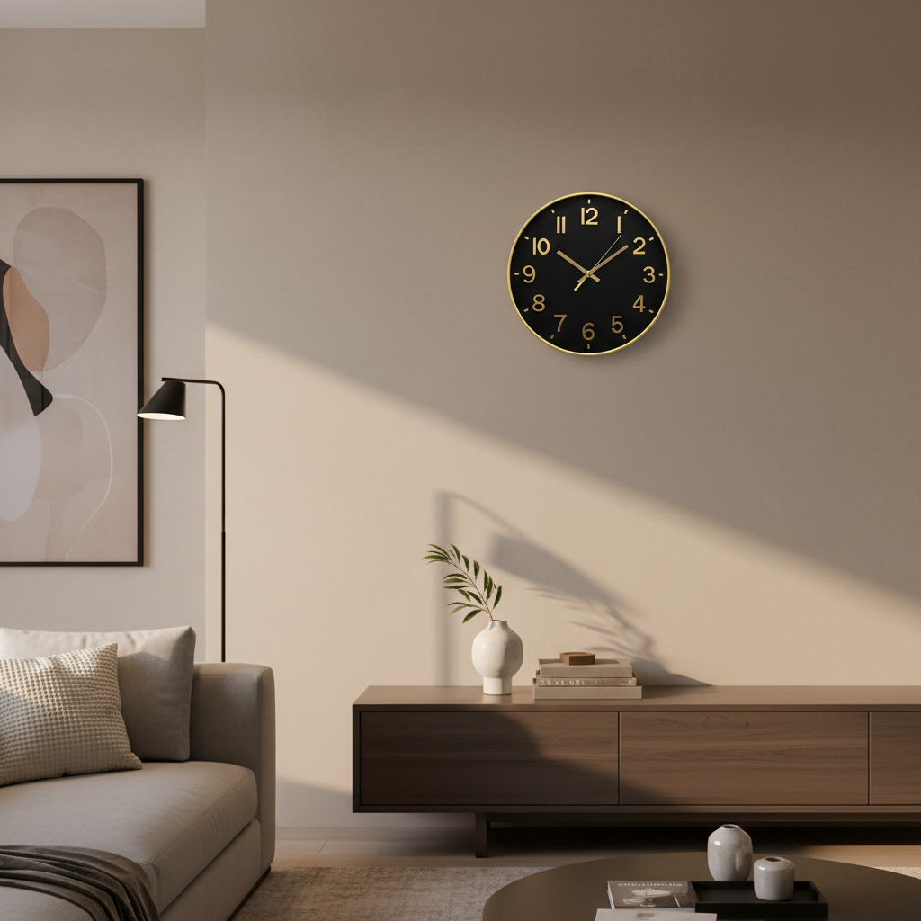 Black & Gold Wall Clock 30cm