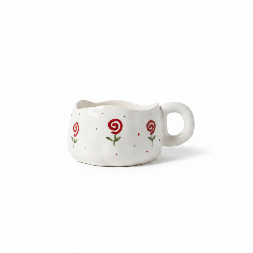 Ceramic Mug with Swirl Rose – 250ml