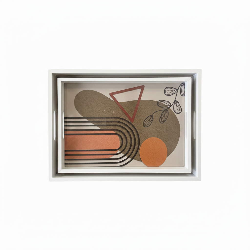 Boho Earth Tone Art Wood Tray