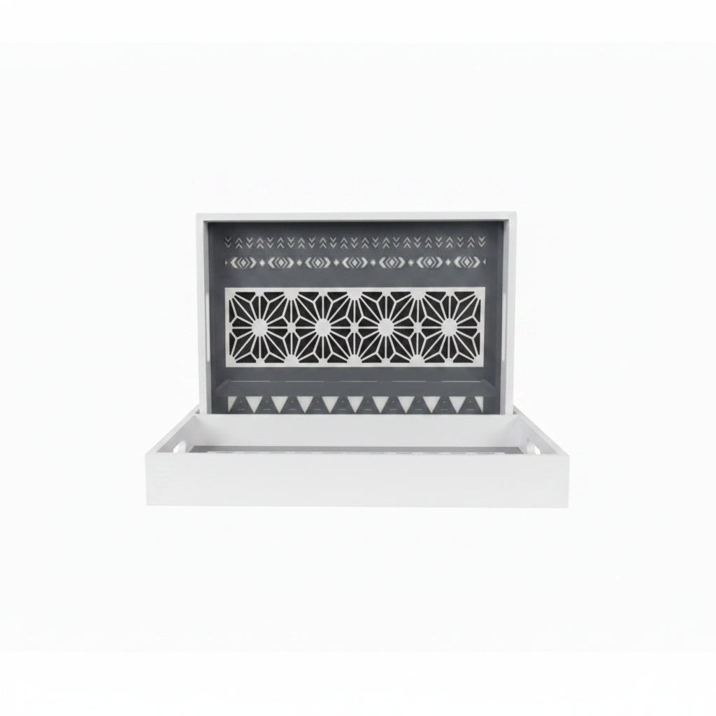 Geometric Grey Wood Tray