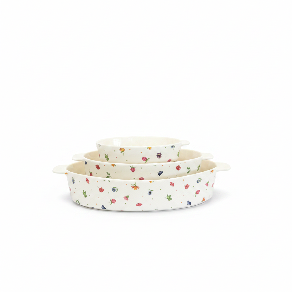 Floral Ceramic Baking Dishes Set