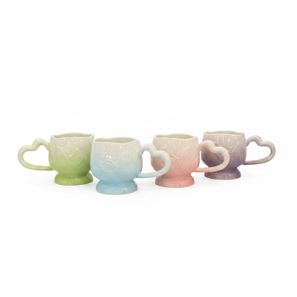Pastel Heart Handle Ceramic Mug – 350ml