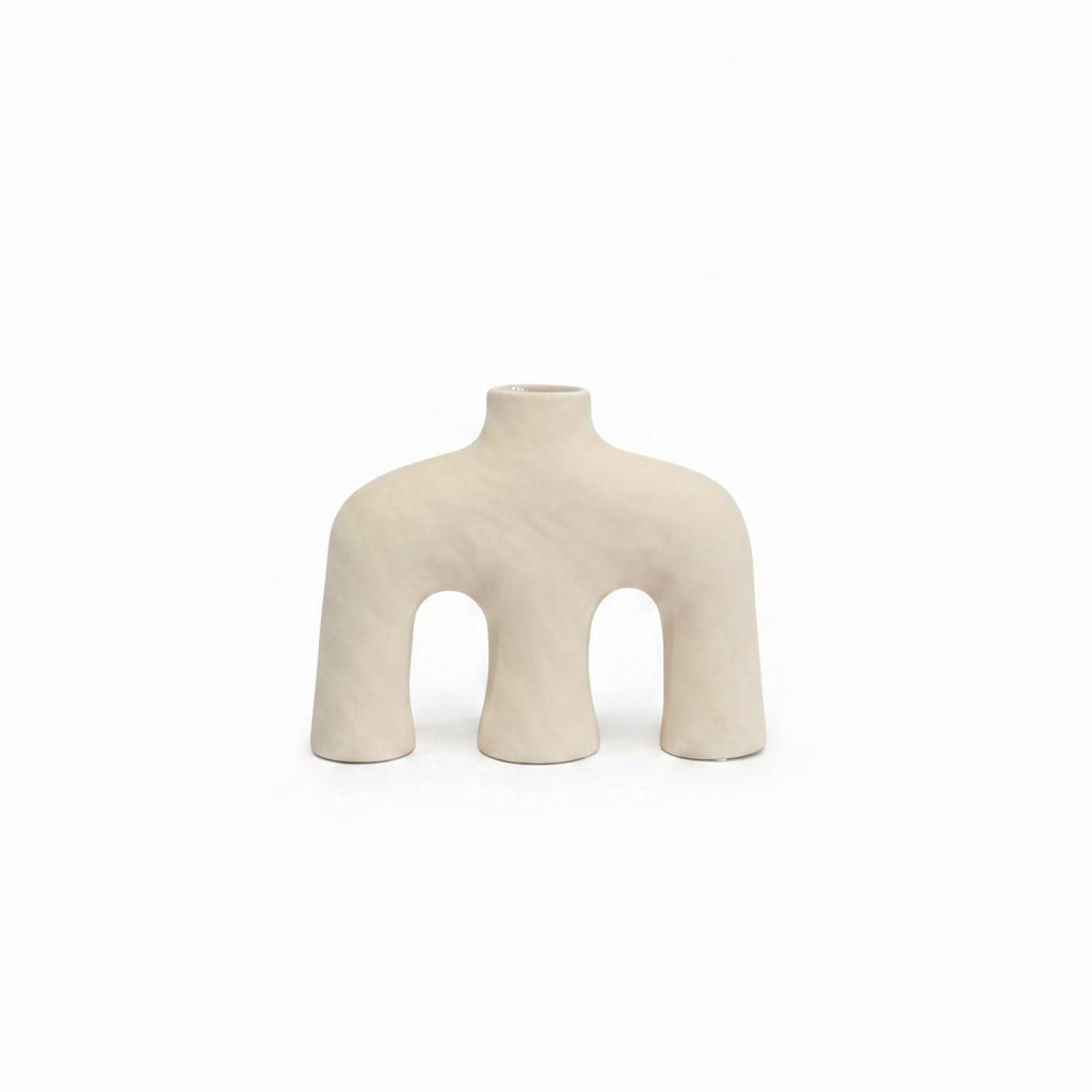 Cream Ceramic Sculptural Arch Vase