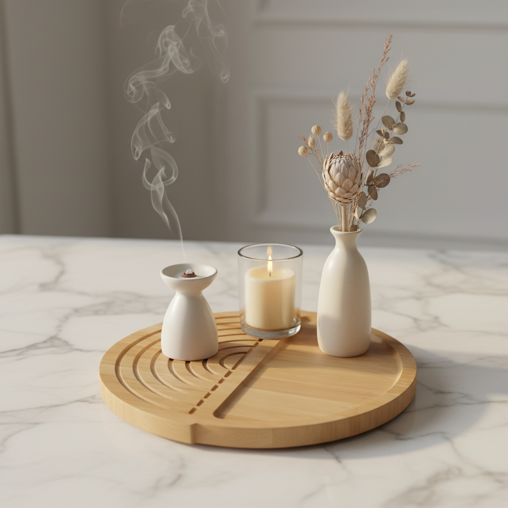 Bamboo Round Trivet - Half Circle Design