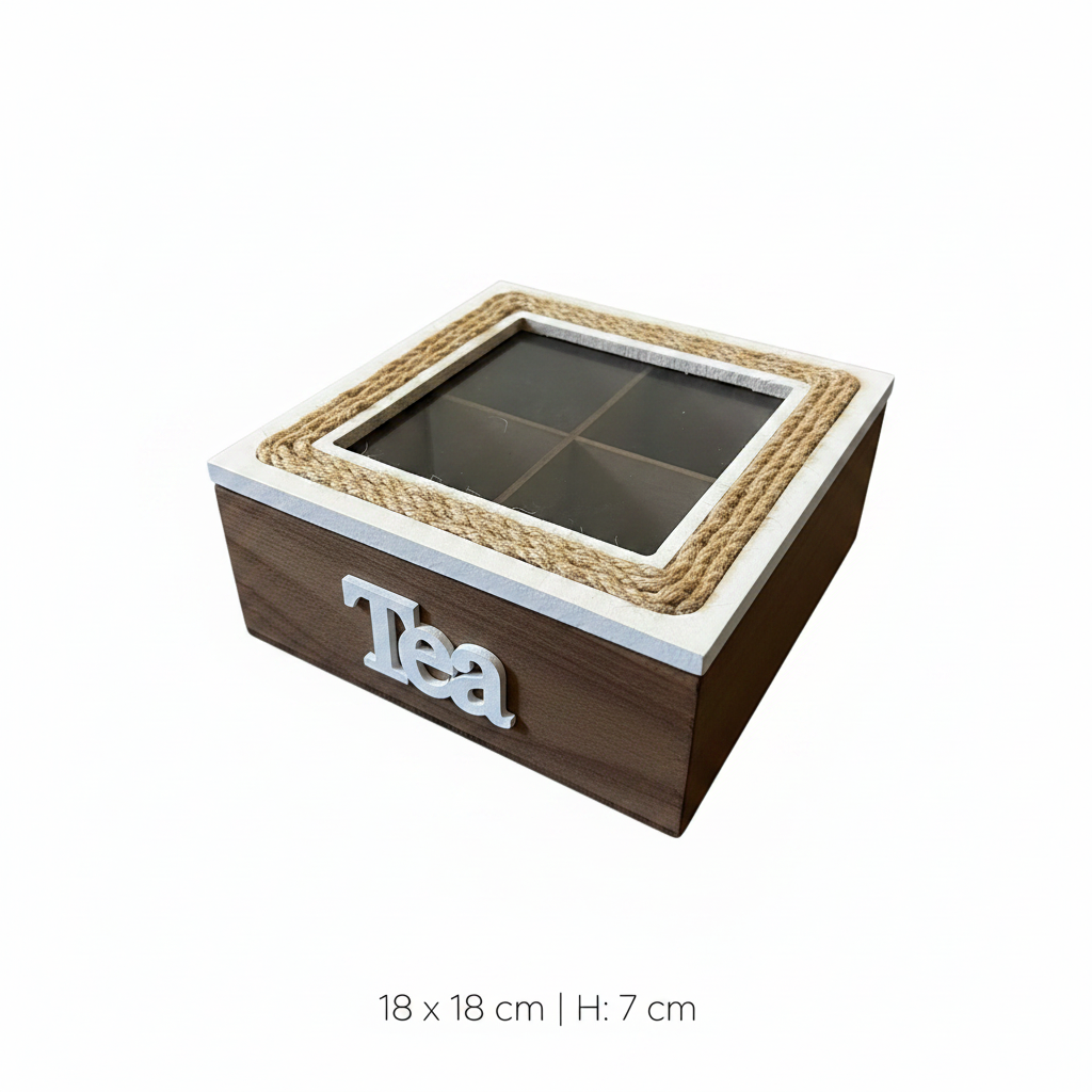 Jute Rope Tea Box with Glass Lid