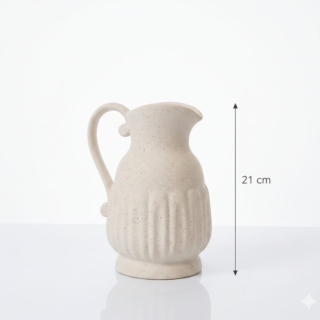 Rustic Ribbed Ceramic Pitcher – 21 cm