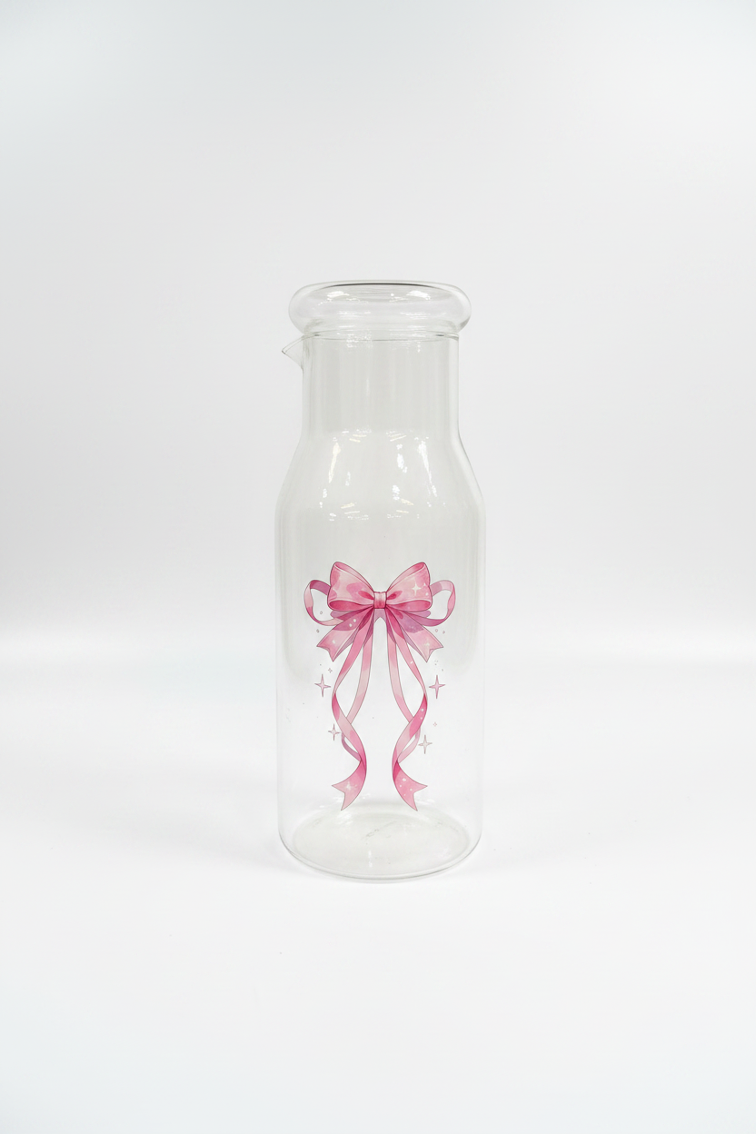 Pink Bow Glass Carafe 800ml