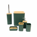 Green Ribbed Bathroom Accessories Set – 6 Pieces