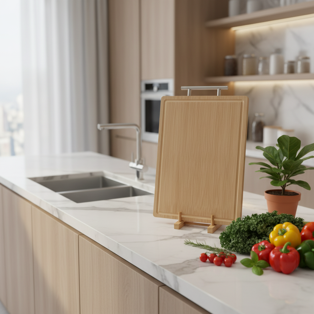Bamboo Cutting Board with Steel Handle