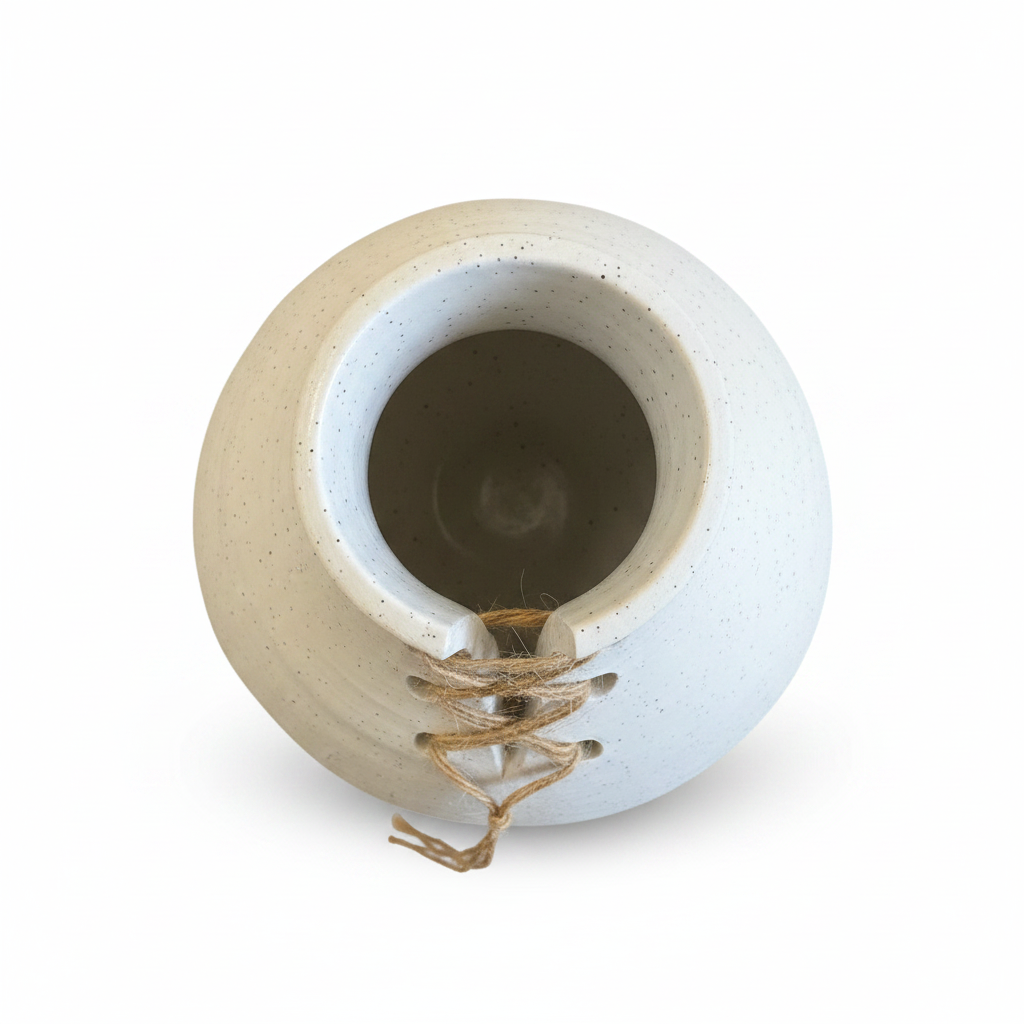 Round Ceramic Vase with Lace-up Jute – 27 cm