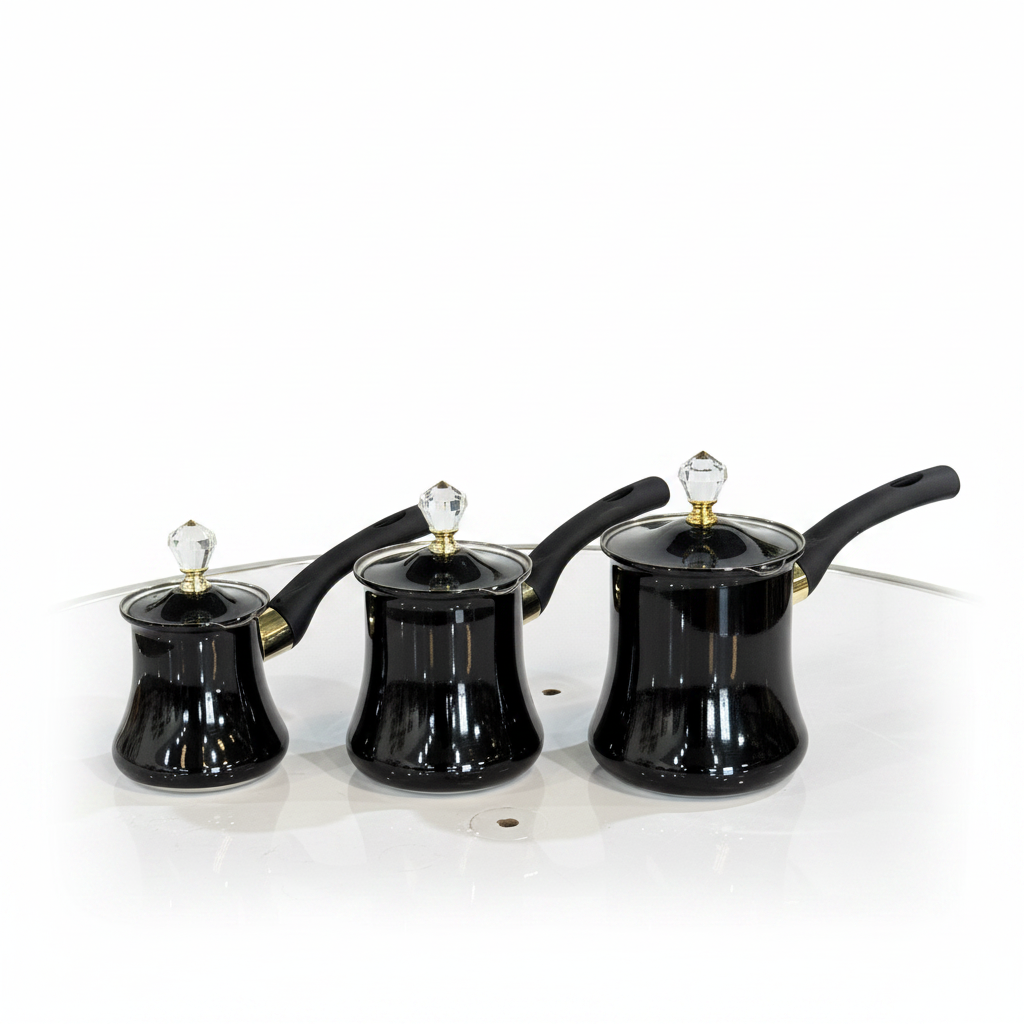 Black Stainless Turkish Coffee Pot Set