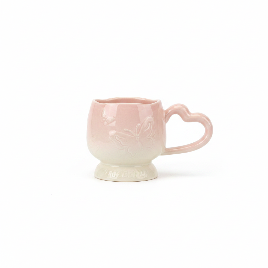Pastel Heart Handle Ceramic Mug – 350ml