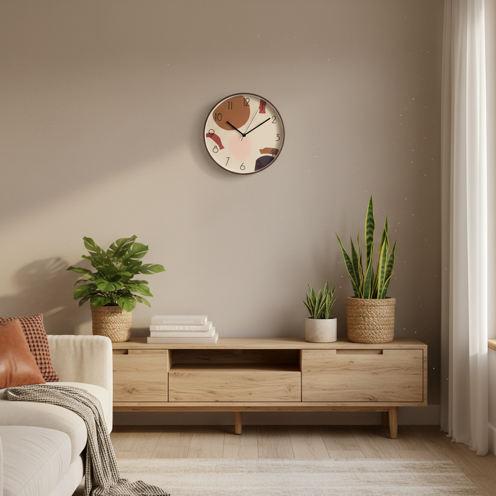 Earthy Abstract Wall Clock 30cm