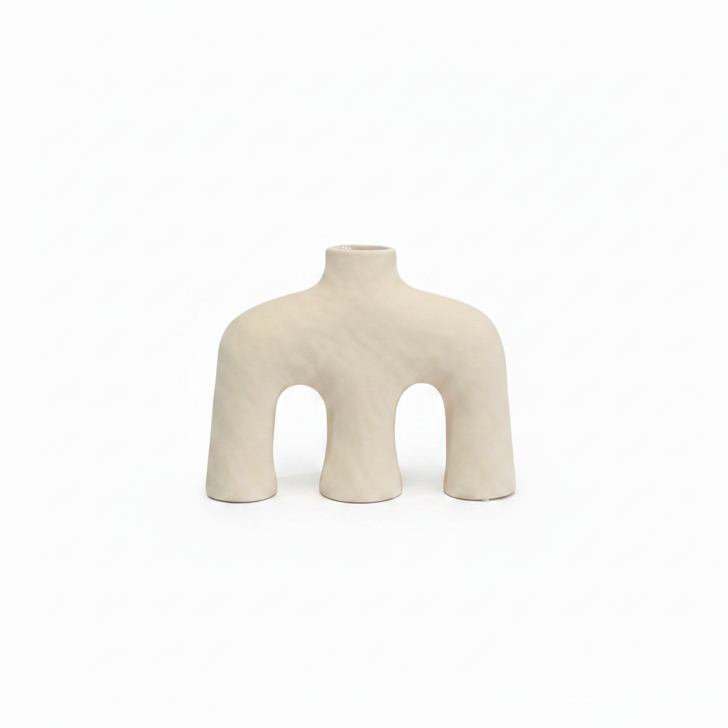 Cream Ceramic Sculptural Arch Vase