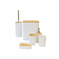 White Ribbed Bathroom Accessories Set – 6 Pieces