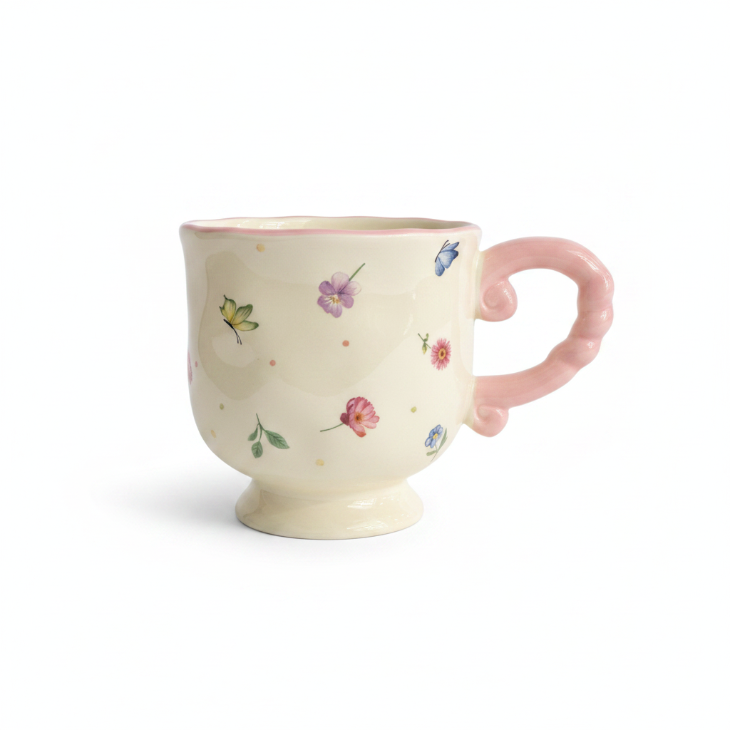 Ceramic Mug with Wildflowers & Butterflies – 350ml
