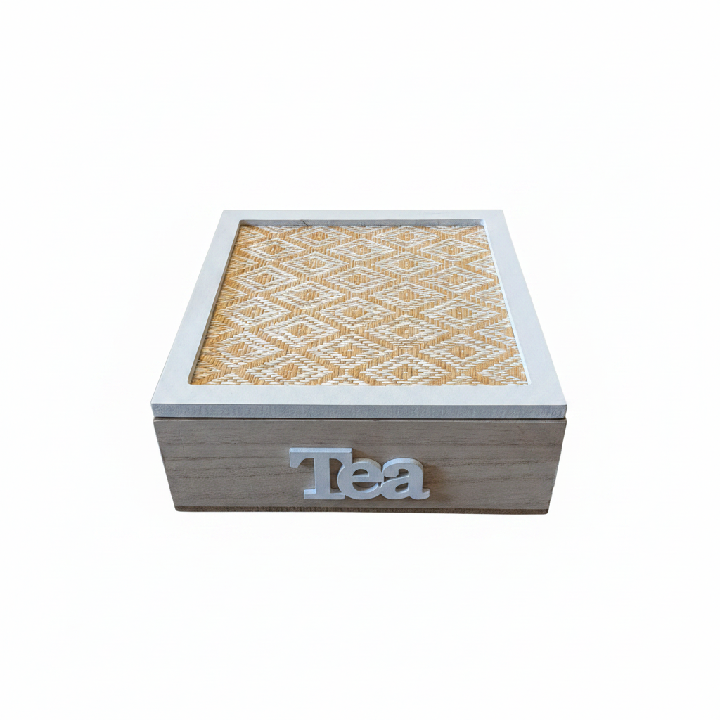 Rattan Tea Box with 4 Compartments