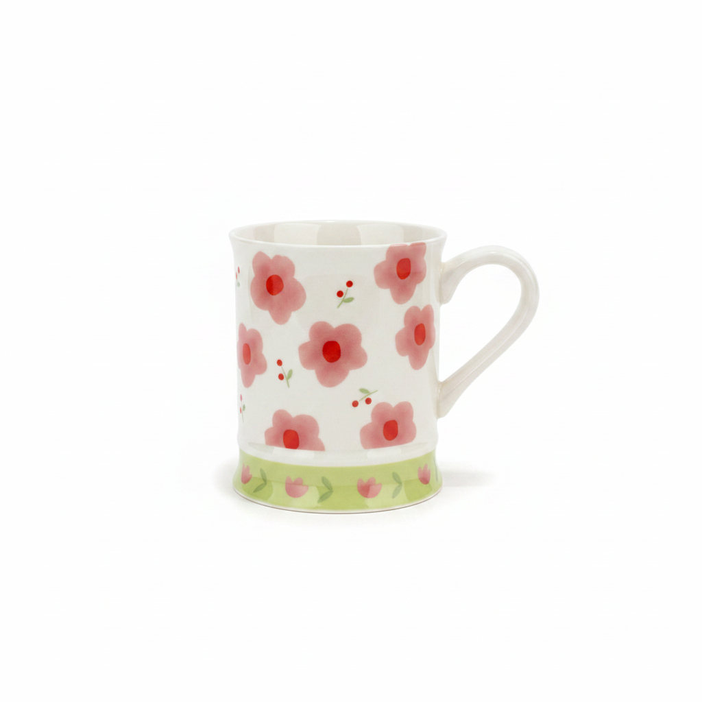 Pink Floral Ceramic Mug 350 ml