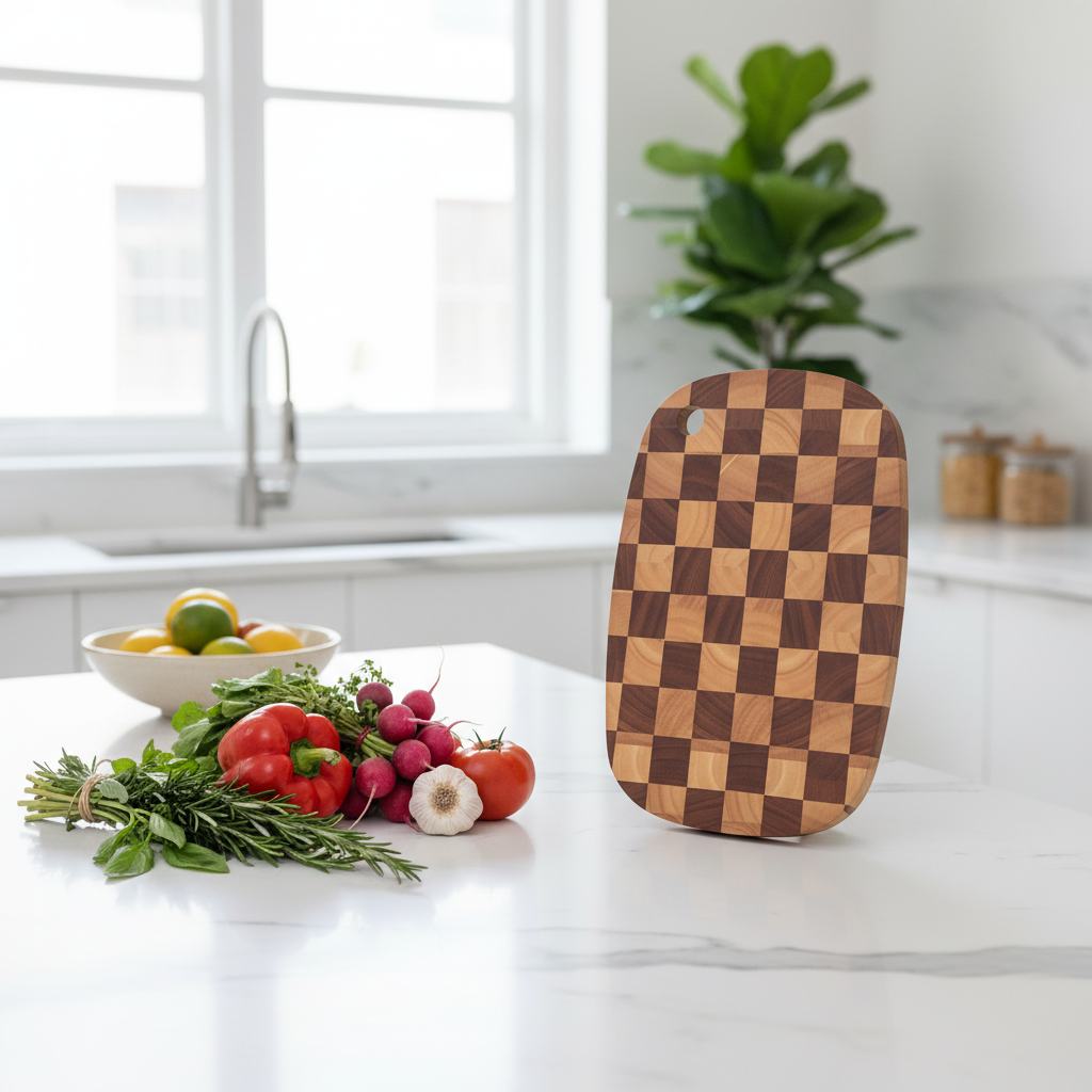 Checkerboard Wood Cutting Board