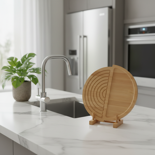 Bamboo Round Trivet - Half Circle Design
