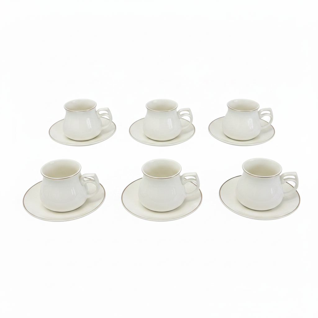 Ceramic Coffee Cup Set – Gold Rim Edition