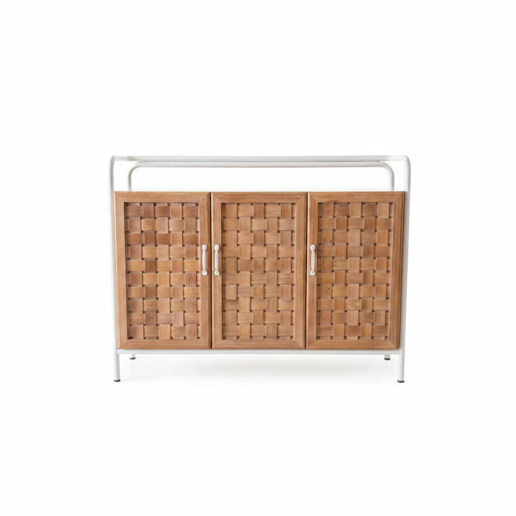 Woven Wood Sideboard Cabinet – 125cm