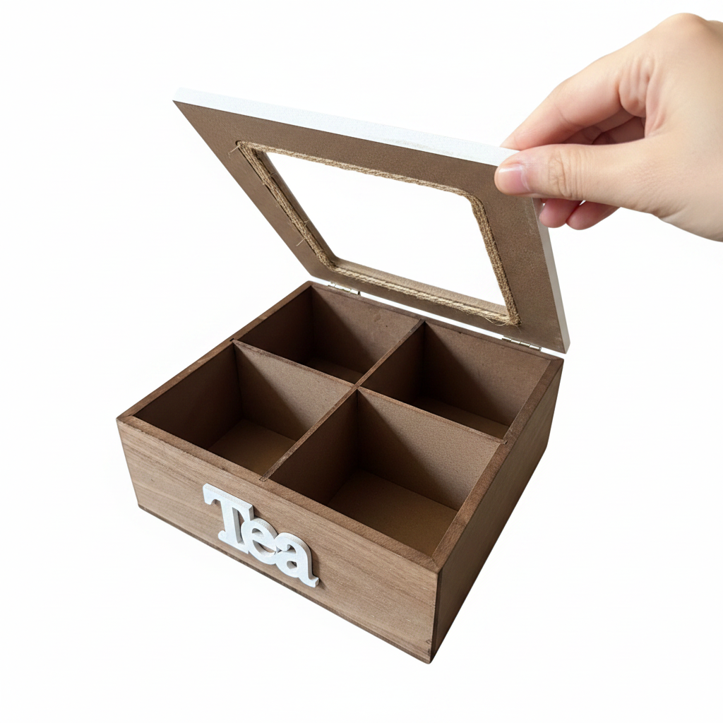 Jute Rope Tea Box with Glass Lid