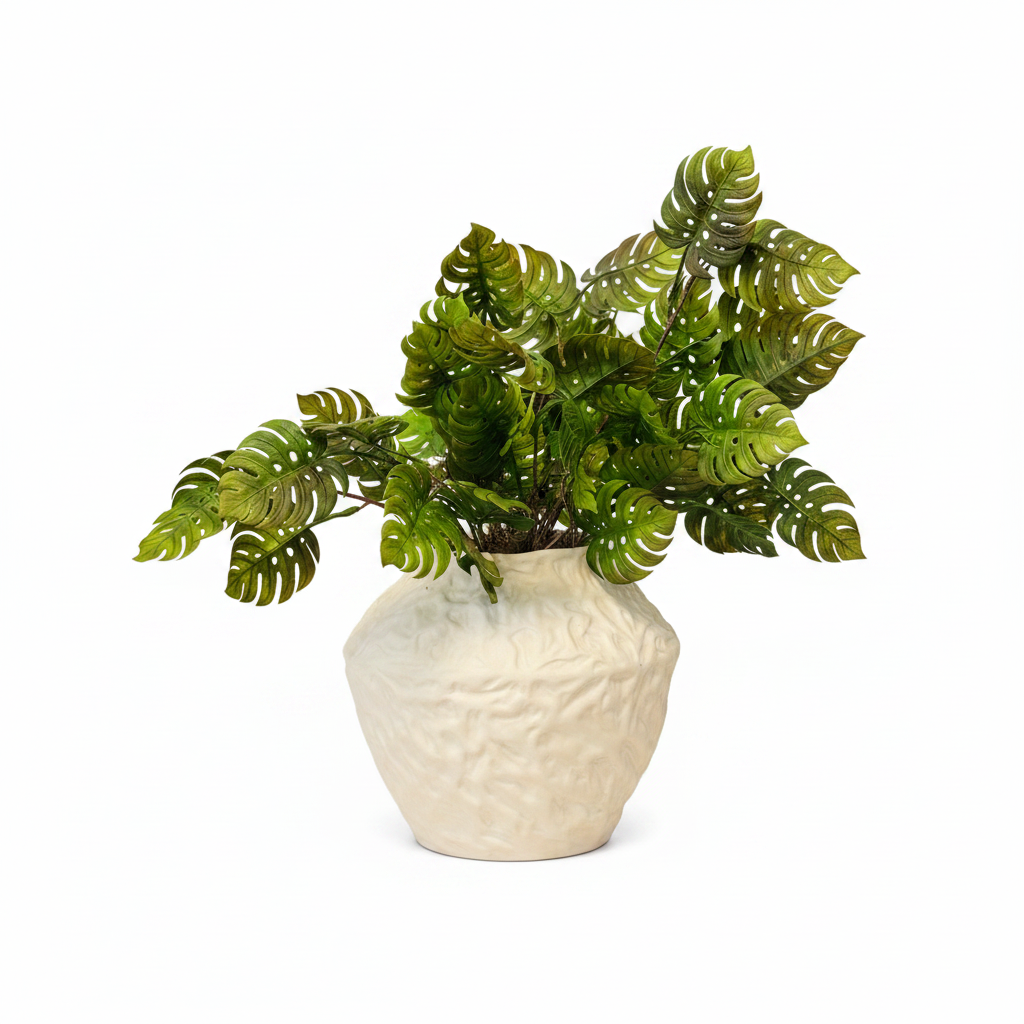 Ivory Vase With Monstera