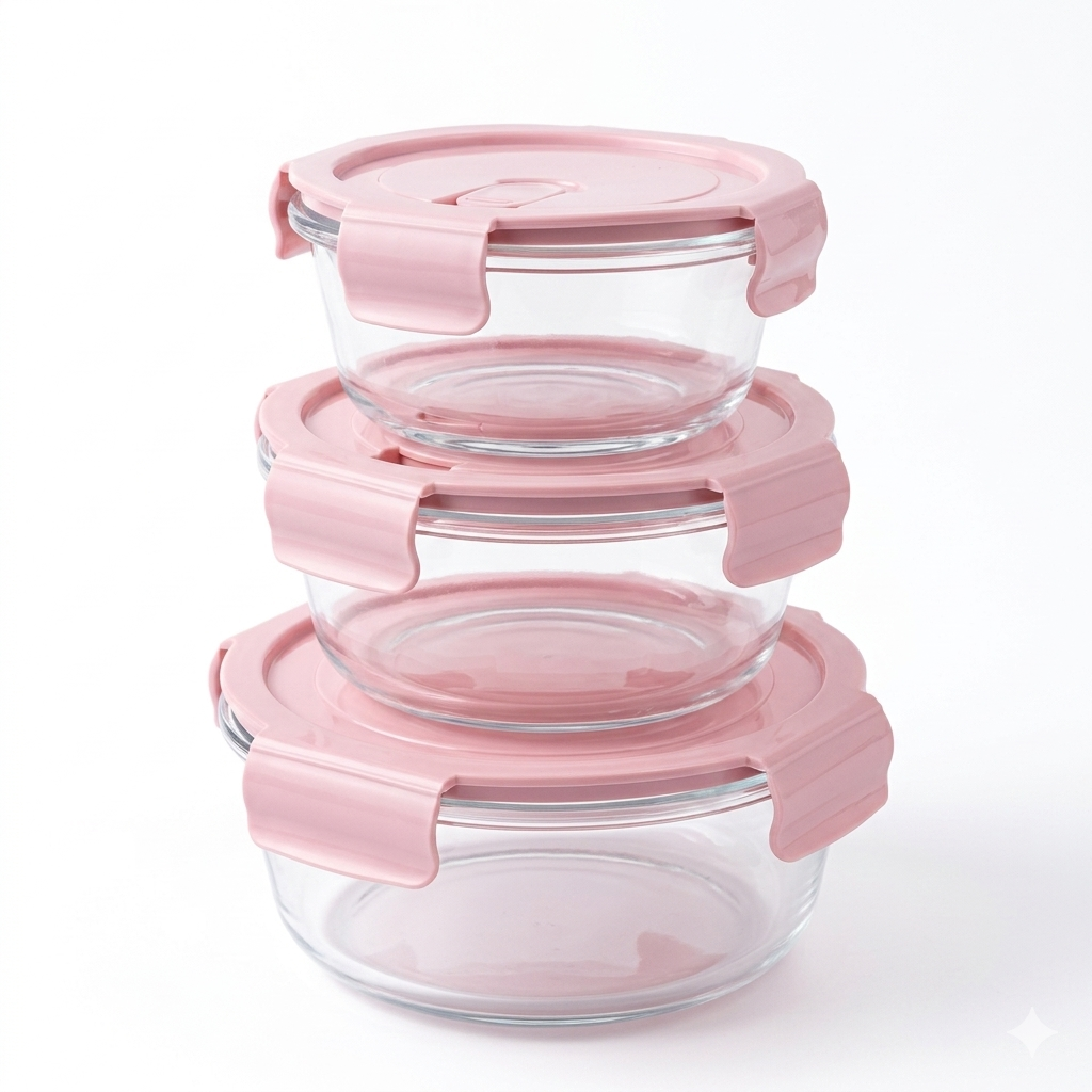 Round Glass Food Storage Container Set